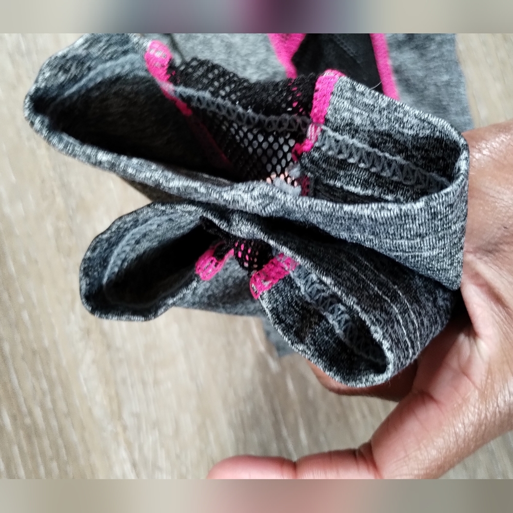 JGX Highwaisted Side Stripe Mesh Yoga athletic Gray & Pink Active Leggings - Picture 7 of 12